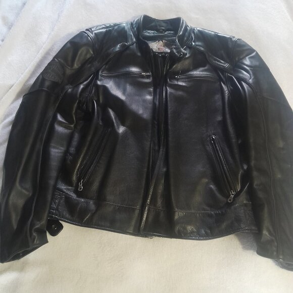 Mens Harley Davidson 3 in 1 reflective Willie G Skull Leather Jacket - Picture 8 of 14